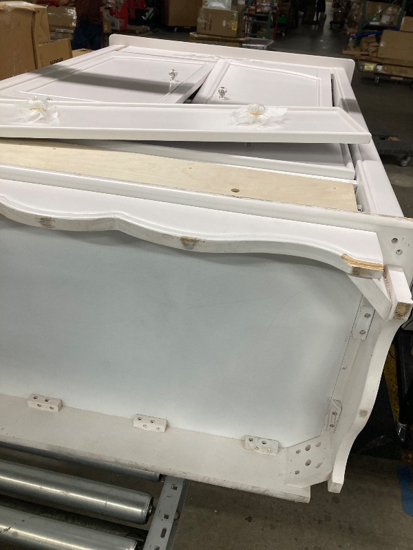 Photo 1 of ***MISSING PART , MAJOR DAMAGE****Evolur Aurora Armoire in Ivory Lace, Comes Fully Assembled, Built of Kiln-Dried Hardwood, Two Large Shelves, Spacious Storage
