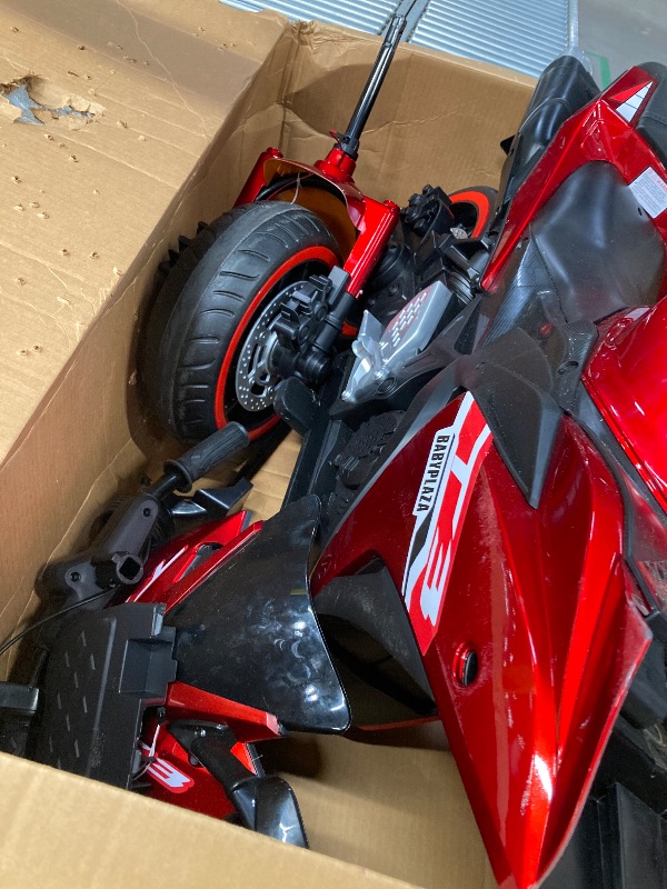 Photo 1 of ***DAMAGE MAJOR***12V Kids Electric Motorcycle, Electric Motorcycle Ride On Toy w/Training Wheels, Spring Suspension, LED Lights, Sounds & Music, MP3, Battery Powered Dirt Bike for Boys & Girls (Red)
