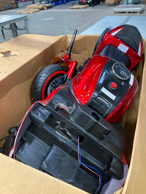 Photo 1 of ***DAMAGE MAJOR***12V Kids Electric Motorcycle, Electric Motorcycle Ride On Toy w/Training Wheels, Spring Suspension, LED Lights, Sounds & Music, MP3, Battery Powered Dirt Bike for Boys & Girls (Red)