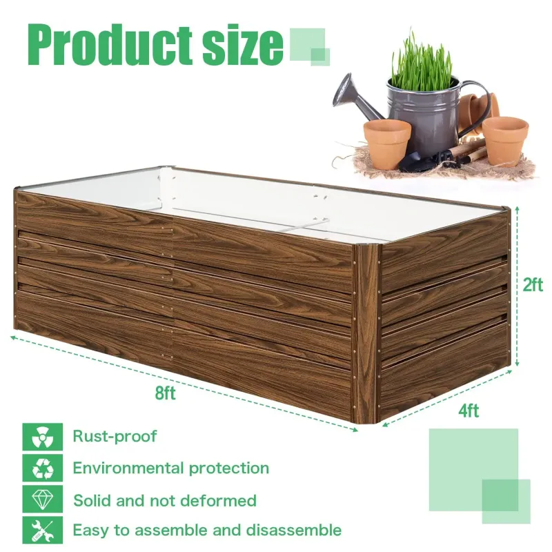 Photo 1 of **used missing parts***SnugNiture 8x4x2 Galvanized Steel Raised Garden Bed, Deep Root Metal Planter Box for Vegetables and Flowers