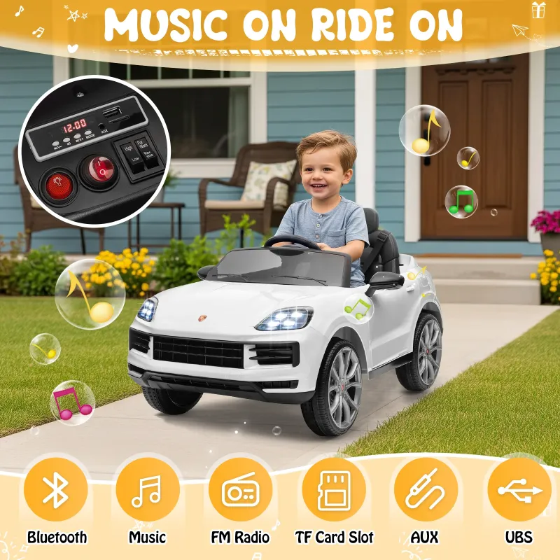 Photo 1 of ***missing parts ***UBesGoo 12V Kids Ride on Car Toys, Licensed Porsche Cayenne Powered Electric Car for Kids, Parent Remote Control, White