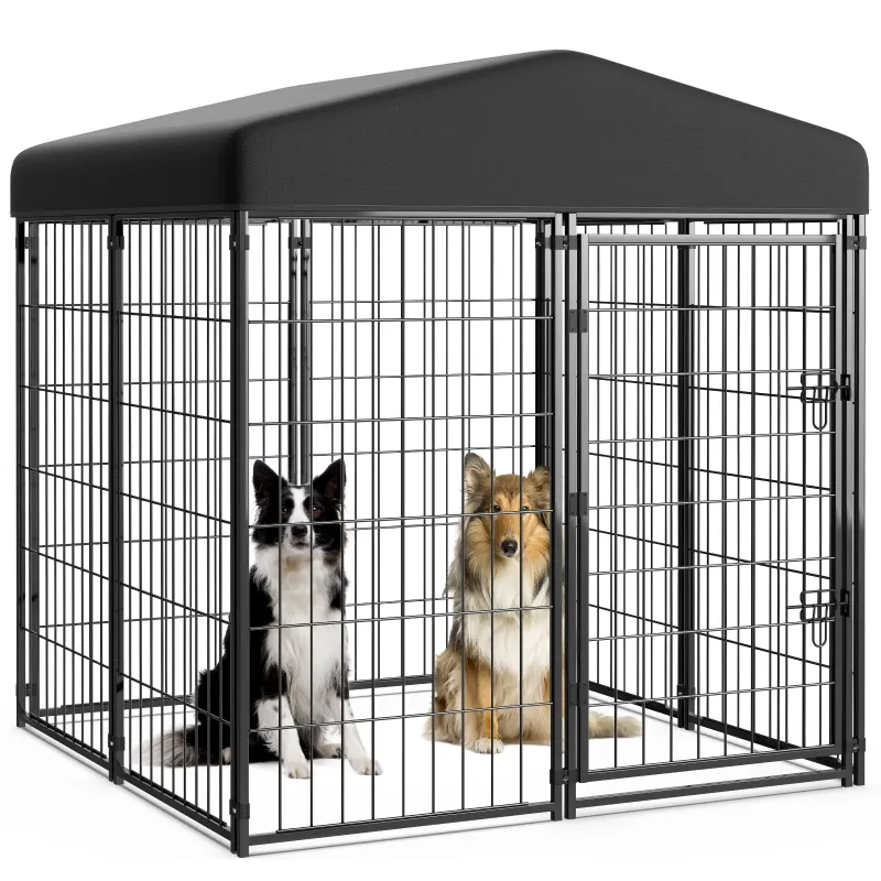 Photo 1 of **used missing parts**Anyask Universal Heavy Duty Medium Metal Dog Kennel Playpen with Sun/Rain Proof Top for Dog Cat Duck Chicken Outdoor Excerise (4'L x 4