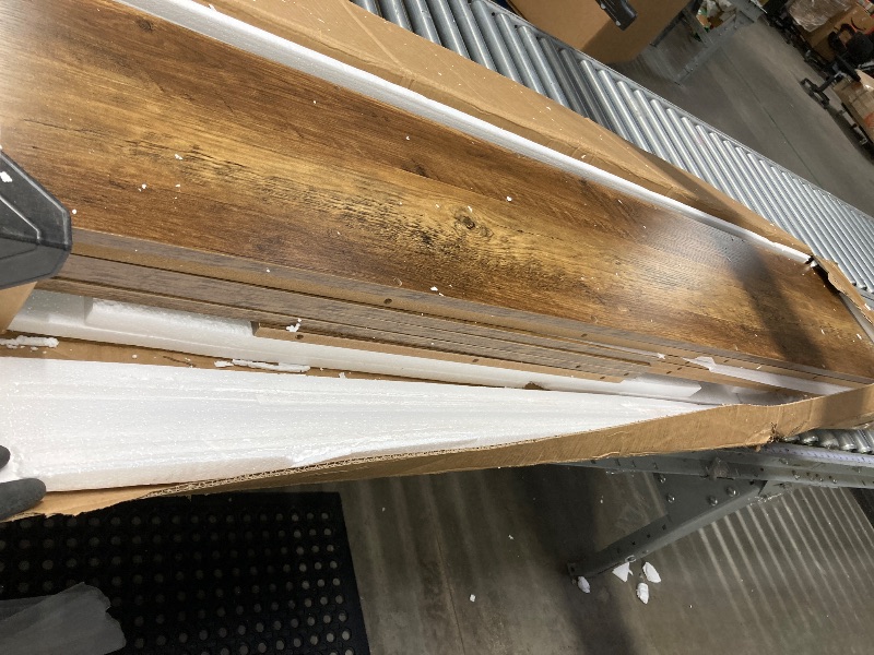 Photo 1 of ****used missing parts***Tribesigns 63" Console Table, Farmhouse 2-Tier Entryway Table with U-Shaped Base, Narrow Long Wood Sofa Table Behind Couch Table for Living Room, Hallway, Foyer, Vintage Brown