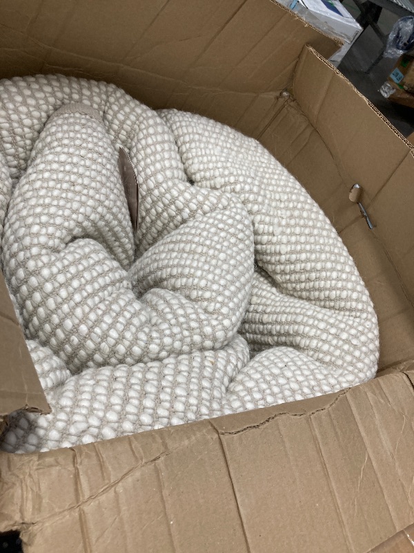 Photo 1 of ***USED***S & L Homes Wool Cotton Hand Woven Chunky Knit Popcorn Rug - Ivory Contemporary Area Rug for Living Room Bedroom (8' x 10' - Ivory)