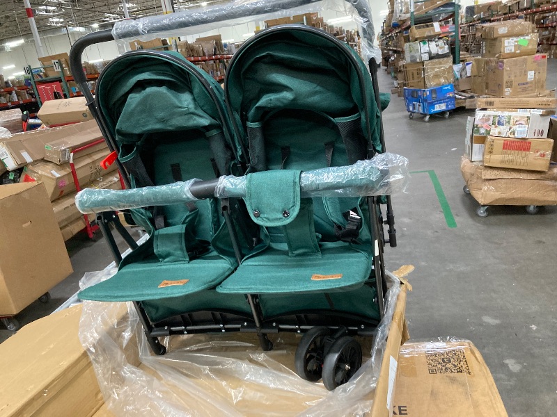 Photo 1 of ****USED , MISSING PARTS. FUNTIONAL UNTESTED **Dream On Me Volgo Twin Umbrella Stroller in Mint, Lightweight Double Stroller for Infant & Toddler, Compact Easy Fold, Large Storage Basket, Large and Adjustable Canopy