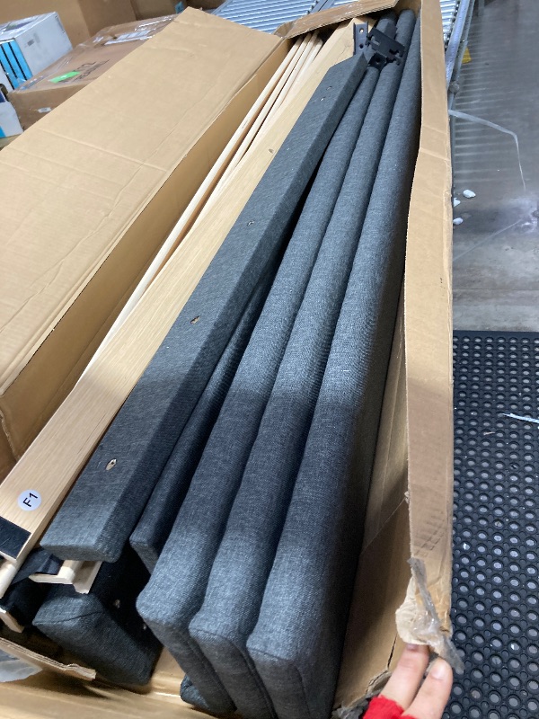 Photo 1 of **THE SUPPLIES ARE MISSING A PIECE. IT IS USED AND HAS A SMALL TEAR ON ONE SIDE.****Allewie Queen Size Platform Bed Frame with Fabric Upholstered Headboard and Wooden Slats Support, Fully Upholstered Mattress Foundation/No Box Spring Needed/Easy Assembly,