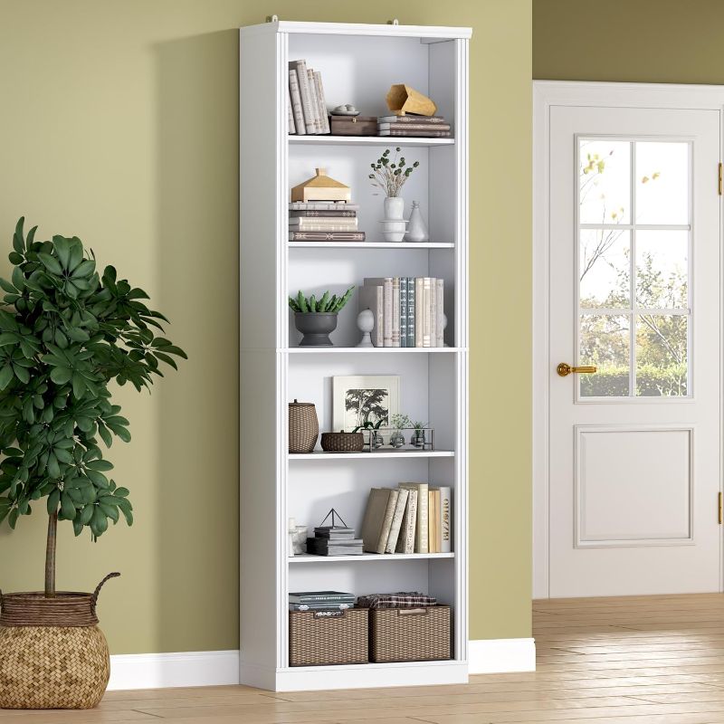 Photo 1 of ***USED MISSING PARTS**  BORNOON 75" Tall Bookshelf, 6-Tier Floor Standing Bookcase with Adjustable Shelves, 24" Wide Open Storage Shelf, Modern Display Organizer for Home Office, Living Room, Bedroom, Study