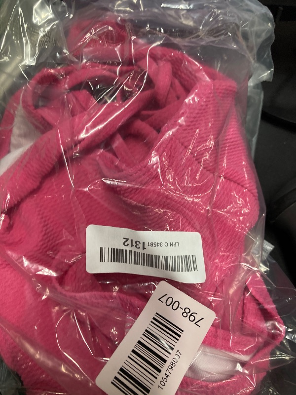 Photo 1 of ****Partial set***
OYOANGLE Women's Bikini Swimsuit Set Cute Heart Ring Textured Halter Bikini Swimwear Hot Pink Bright XL