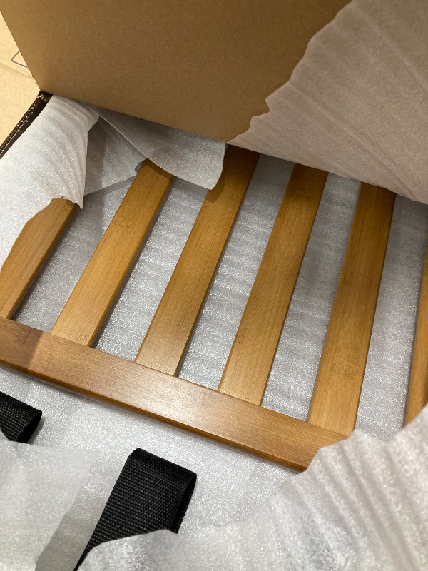 Photo 1 of ****Partial set****
Smart FENDEE Fully Assembled Walnut Luggage Racks, 5 Nylon Straps Folding Suitcase Stand, Bamboo Luggage Stands with Storage Shelf, Ideal for Guest Room, Bedroom, Hotel