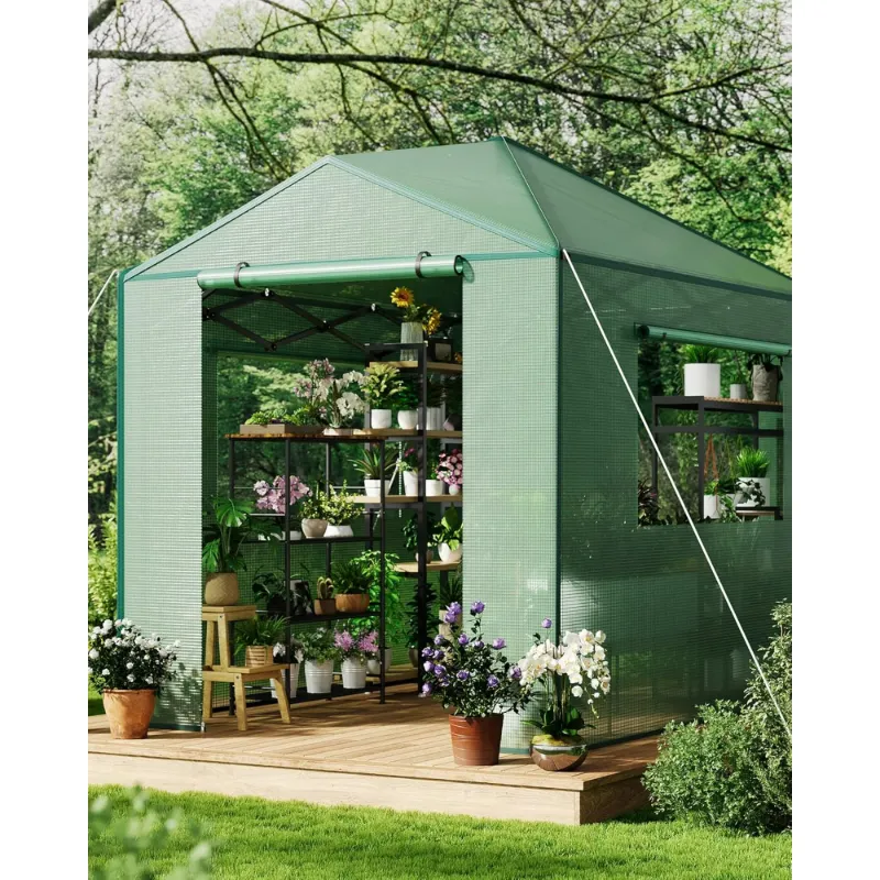 Photo 1 of ***Box 1 of 2***
****Partial set***

Garvee Pop up Walk-in Greenhouse, 8'x6', for Garden Patio Backyard, Green
