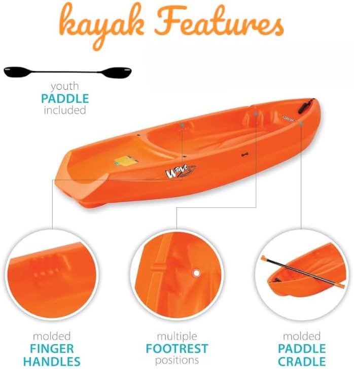 Photo 1 of ****The model may vary****
5.5 FT Guppie Kid’s Kayak with Paddle- Lake Blue Color, Max User Weight: 100 Lbs, HDPE Construction, Aluminum Paddle, for Kids 5-Years and Up! Sit on Top Youth Kayak