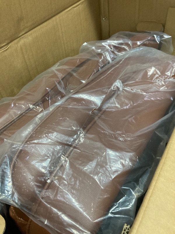 Photo 1 of **doesn't look like it has the back to it, parts only** Sweetcrispy Executive Home Office Desk Chair - Ergonomic Big Tall High Back with Footrest & Lumbar Support, Reclining Height Adjustable, Comfy PU Leather Computer Gaming with Swivel Wheels, Brown