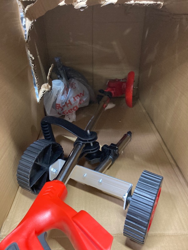 Photo 1 of ***THE ACTUAL PRODUCT IS SLIGHTLY DIFFERENT** Baokaler Grass Trimmer Cordless Electric Weed Eaters Weed Trimmer, 6 inch Weed Wacker Kit with Upgraded Wheels, 2 Battery Red
