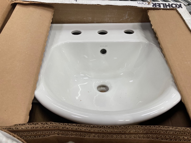 Photo 1 of **** TOP OF THE SINK ONLY*****Kohler 5265-8-0 Veer Pedestal Bathroom Sink with 8-Inch Widespread Faucet Holes, 21-Inch, White