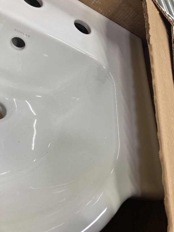 Photo 1 of **** TOP OF THE SINK ONLY*****Kohler 5265-8-0 Veer Pedestal Bathroom Sink with 8-Inch Widespread Faucet Holes, 21-Inch, White