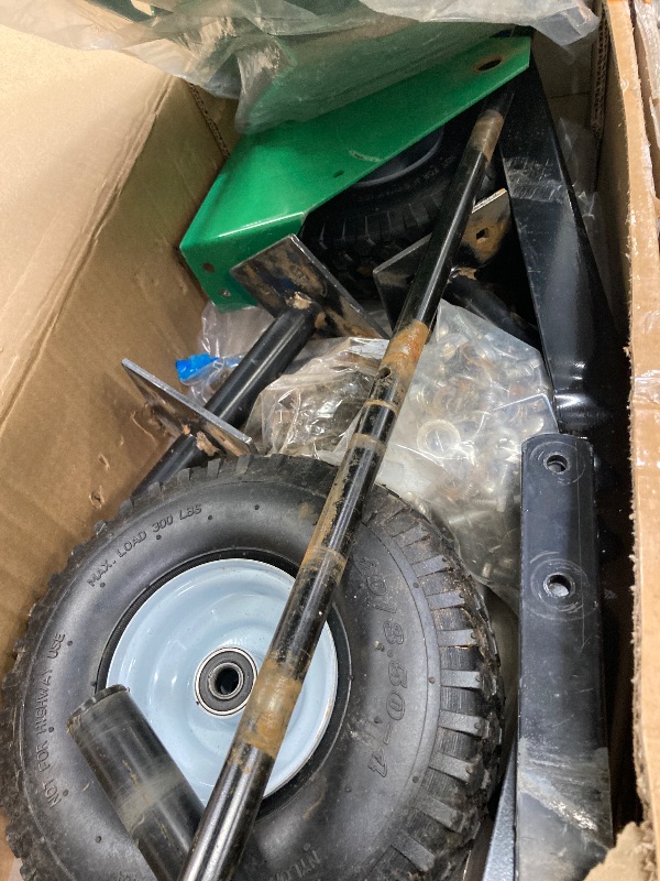 Photo 1 of ***minor damage***PPOLB 40" Plug Aerator Tow Behind, Lawn Aerator Tow Behind with Universal Hich, Green Painted Galvanized Steel with Tray and Inflatable Wheels, Pull Behind Aerator for Garden, Farm and Lawn