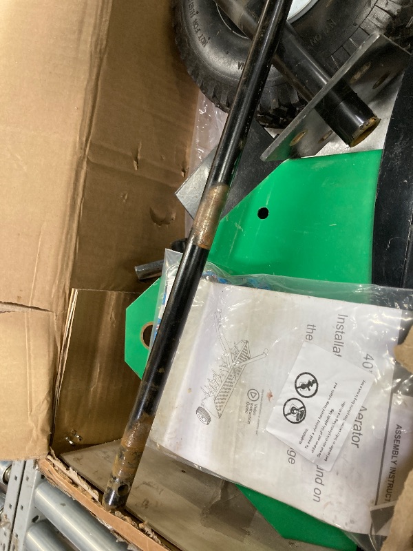 Photo 1 of ***minor damage***PPOLB 40" Plug Aerator Tow Behind, Lawn Aerator Tow Behind with Universal Hich, Green Painted Galvanized Steel with Tray and Inflatable Wheels, Pull Behind Aerator for Garden, Farm and Lawn