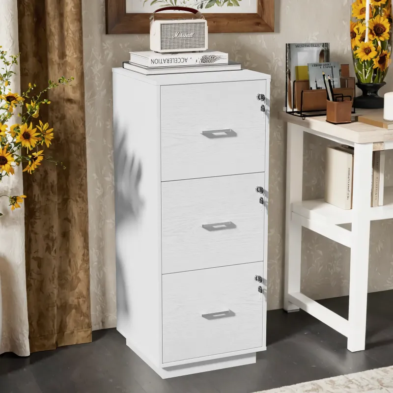 Photo 1 of *** used****Ktaxon 3-Drawer Wood Lateral File Cabinet Lockable Filing Cabinet with Lock for Home Office Easy to Assemble White
