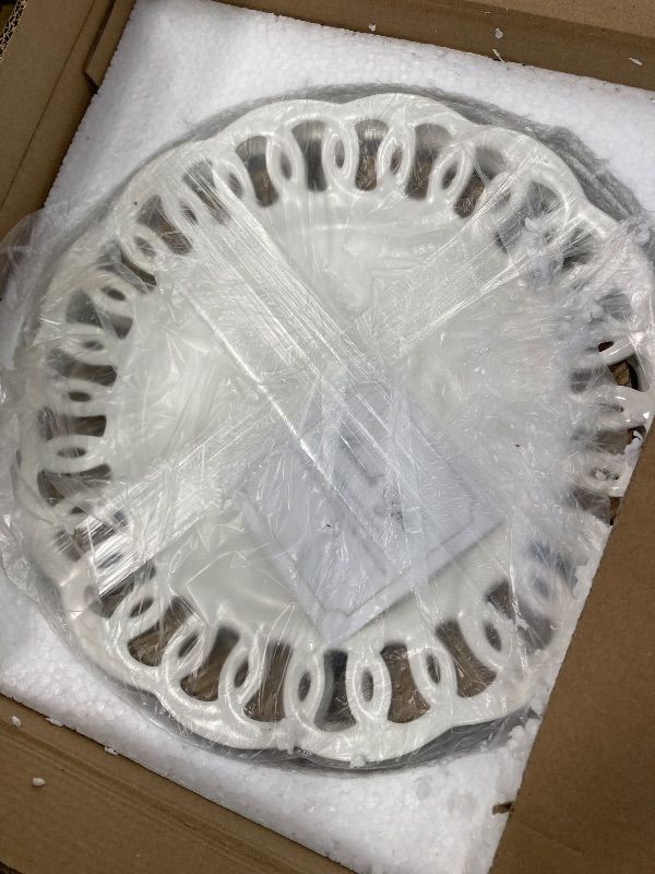 Photo 1 of  10" Dinner Serving Plates with Lace Rim, New Bone Porcelain Round Tableware Plates with Unique Hollow Out Design Scolloped Edge, White Dishes for Daily Use or as an Excellent Plate Idea