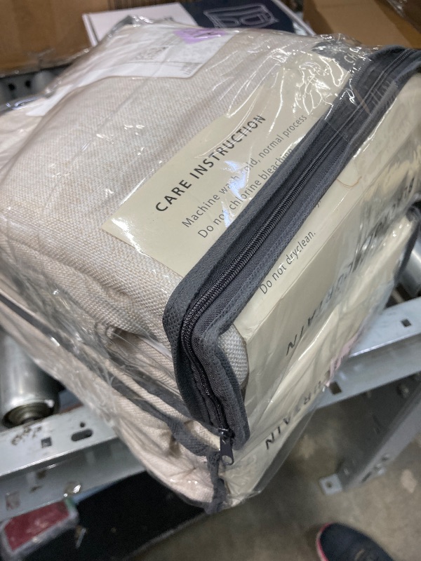 Photo 1 of 100% Blackout Shield Linen Blackout Curtains for Bedroom 108 Inches Long, Back Tab/Rod Pocket Living Room Drapes, Thermal Insulated Blackout Curtains Panels Set, 50" W x 108" L,Cream