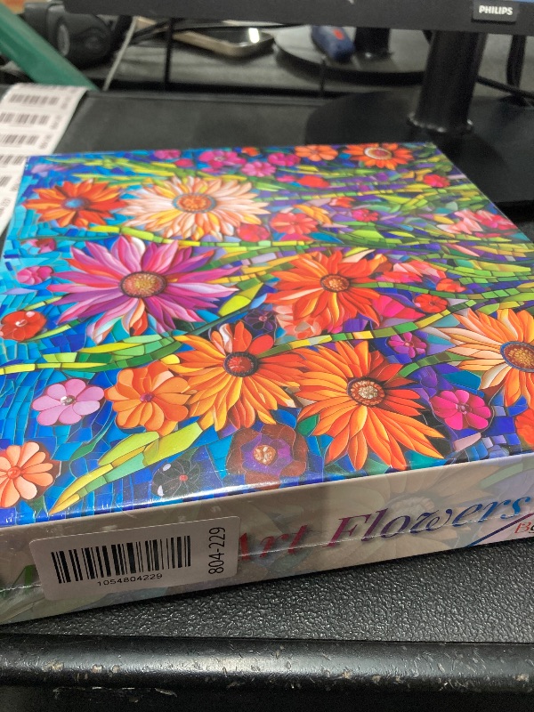 Photo 1 of ***FACTORY SEAL***
 Puzzle-Mosaic Art Flowers-1000 Pieces Mosaic Art Paper Puzzle for Adults, Stained Glass Art Puzzle with Flowers, Impossible Puzzle Color Challenge Flowers Puzzle for Adults