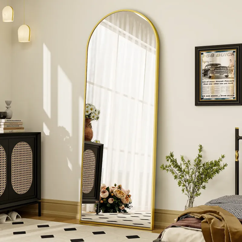 Photo 1 of ***MODEL MAY VARY***
BEAUTYPEAK 64"x 21" Full Length Mirror Arched Standing Floor Mirror Full Body Mirror, Gold
