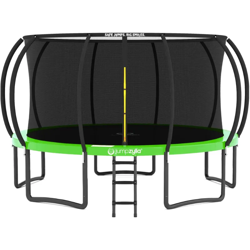 Photo 1 of *** MISSING BOX 2 OF 2***  JUMPZYLLA Trampoline Outdoor with Enclosure and Ladder, ASTM, 16 ft, Green
