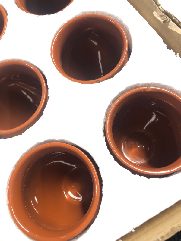 Photo 1 of ***DAMAGED - SEE NOTES/PICTURES*** Covzoe 6 Pack Clay Drinking Cups, 12 Oz Mexicanos Cantaritos Shooters Pottery Cocktail Glass Patron Bottles for Tequila, Margaritas, Mojitos, Taco Tuesday Cocktail Cups