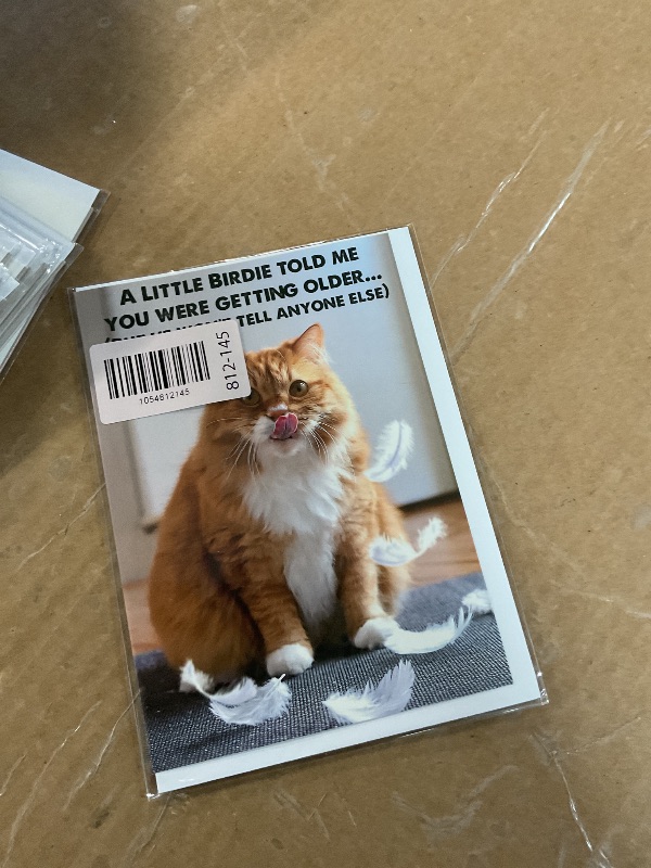 Photo 1 of CardFool Funny Cat Birthday Cardfor Women, Men, Coworkers, Friends & Family plus Free bonus Postcard included - a little birdie told us you're a year older