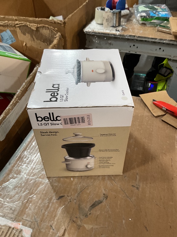 Photo 1 of ***(PARTS ONLY/ NON FUNCTIONAL)***bella 1.5 Qt Slow Cooker with 3 Heat Manual Control, Ceramic Nonstick Coating, Dishwasher Safe Stoneware Pot and Tempered Glass Lid, Tangle Free Cord Wrap & Cool Touch Handles, Oatmilk