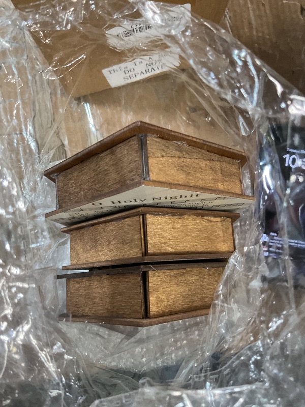 Photo 1 of *NIGHT IS MISSPELLED* Cinnvoice 3 Pcs Christmas Nativity Scene Table Ornament Christian Music Sheet Decor Christmas Wooden Decor Religious Rustic Nativity Scene Indoor Religious Ornament for Shelf Fireplace