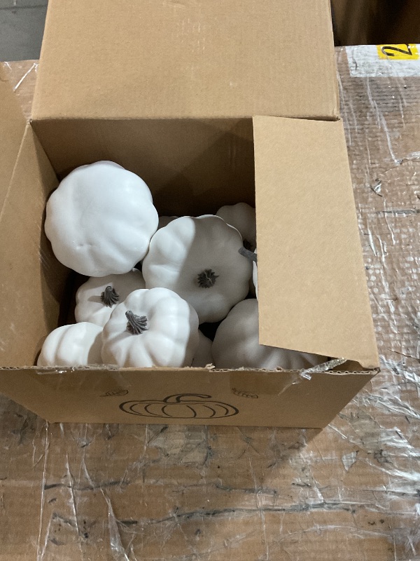 Photo 1 of ***(MISSING 4/ NOT A COMPLETE SET)***DomeStar 16PCS White Fake Pumpkins for Decorating, Faux Pumpkins Fall Harvest Decor, Halloween Decorations, Thanksgiving Table Centerpieces and Baby Shower Decor