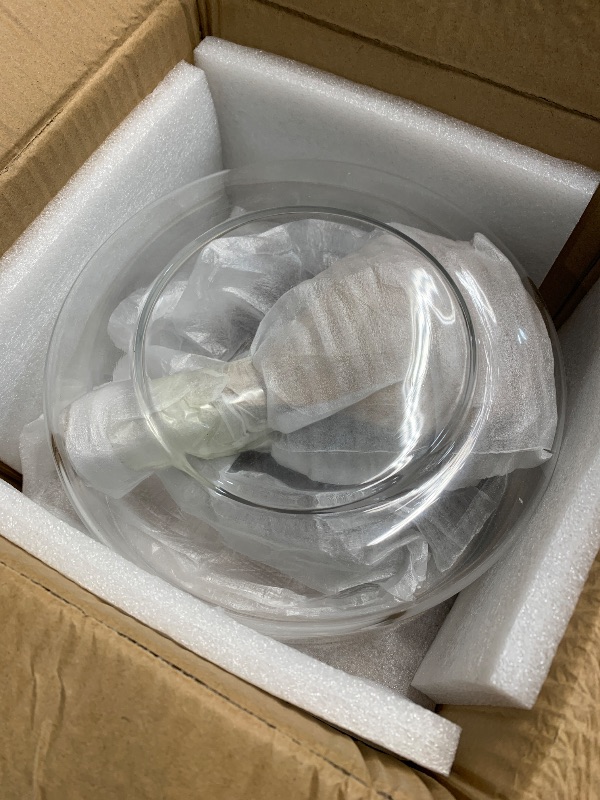 Photo 1 of (see all images) Large Glass Salad Bowls, Salad Bowl Set for Party with Acacia Wood Base and Lid and Salad Serving Utensils