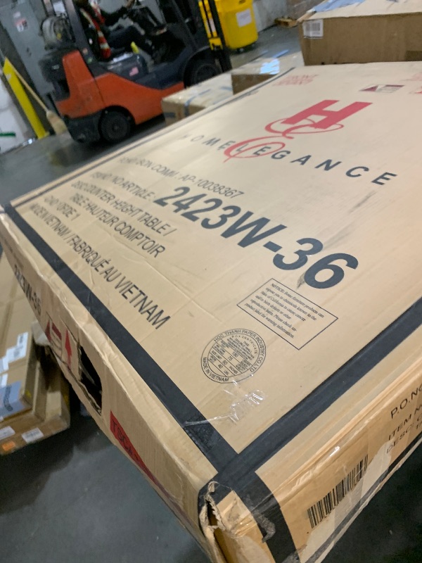 Photo 1 of Lexicon Meyer 60 Inch Bar Table - Round Counter Height Small Kitchen Table for 2-4, Solid Wood, Oval Extendable Leaf for Small Dining Room, Storage Space, Shelf, Antique White & Rosy Brown