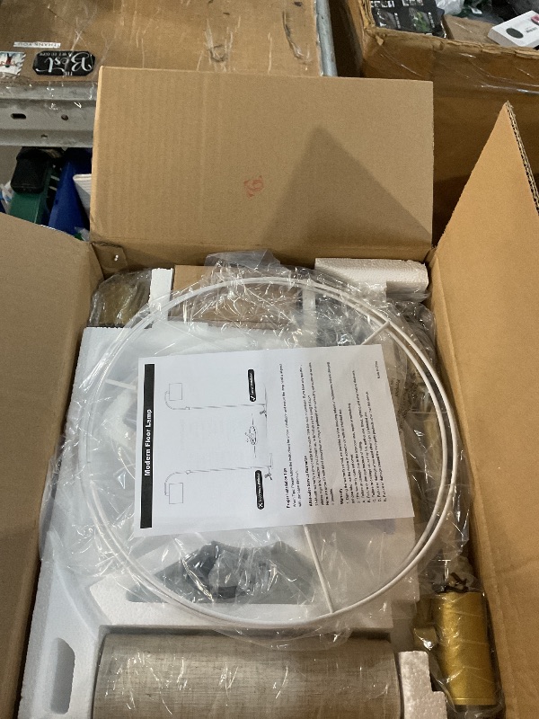 Photo 1 of ?Upgraded? Dimmable Gold Floor Lamp, 1200 Lumens LED Bulb Included, Arc Floor Lamps for Living Room Modern Standing Lamp with Linen Shade, Tall Lamp for Living Room Bedroom Office Reading Room Nursery