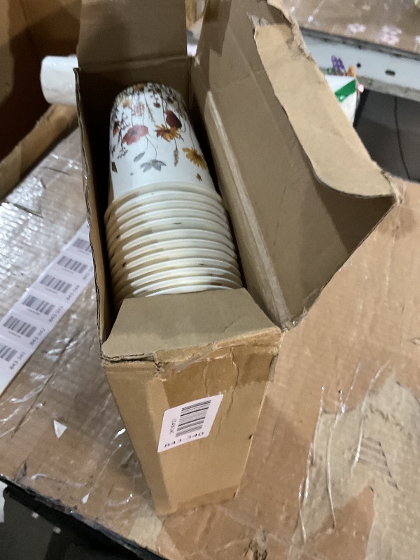 Photo 1 of (used)(incomplete) Pickmesh 100 Pcs Thanksgiving Fall Paper Cups Wildflowers Disposable Cups Bulk Fall Floral Decorative Party Supplies Coffee