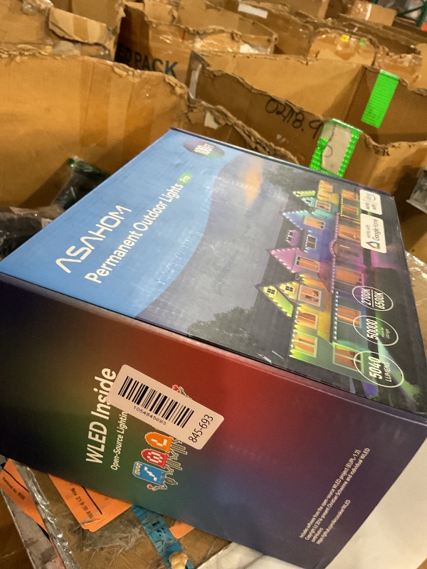 Photo 1 of ***LIKE NEW/OPEN BOX***
ASAHOM Permanent Outdoor Light Pro S108B, 100FT with 72 RGBCW 70lm LED, WLED Integration, AI Lighting, 30000 Lighting Effect Combination, IP67 Waterproof for Halloween Christmas and Daily Decor, Black