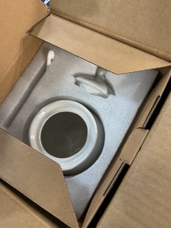 Photo 1 of (missing spoon) famiware Milkyway Sugar Bowl with Lid and Spoon, 10oz Ceramic Sugar Jar/Pot/Dispenser for Salt, Condiments, Spice, Seasonings