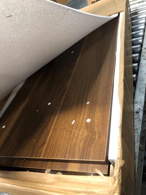 Photo 1 of ** Stock photo for reference item similar ** Tribesigns bookcase desk with 2 drawer's and bottom shelfs white and brown