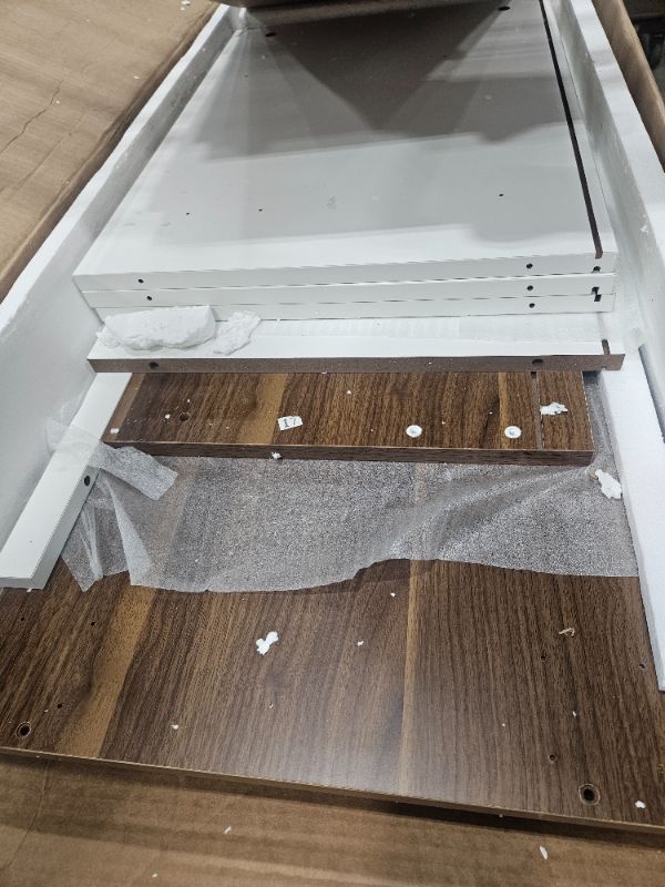 Photo 1 of ** Stock photo for reference item similar ** Tribesigns bookcase desk with 2 drawer's and bottom shelfs white and brown