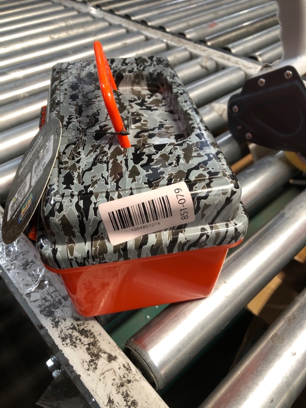 Photo 1 of ***DAMAGED - SEE NOTES/PICTURES*** Kid Casters:Orange Tackle Box | Removeable Tray & Easy Locking Latch