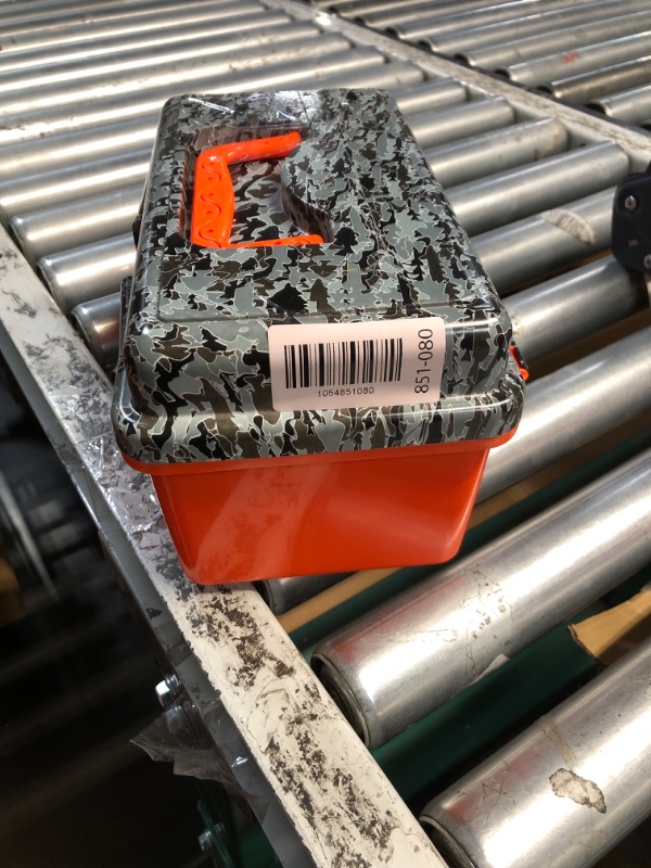 Photo 1 of ***DAMAGED - SEE NOTES/PICTURES***Kid Casters:Orange Tackle Box | Removeable Tray & Easy Locking Latch