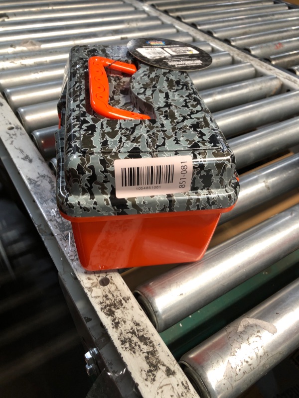 Photo 1 of ***DAMAGED - SEE NOTES/PICTURES*** Kid Casters:Orange Tackle Box | Removeable Tray & Easy Locking Latch