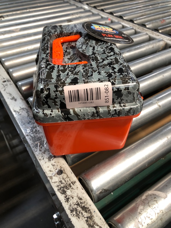 Photo 1 of ***DAMAGED - SEE NOTES/PICTURES*** Kid Casters:Orange Tackle Box | Removeable Tray & Easy Locking Latch