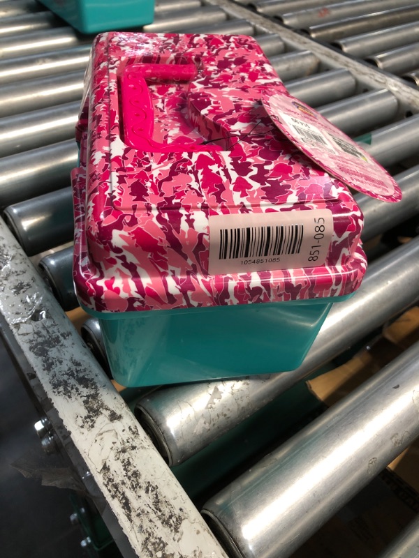 Photo 1 of ***DAMAGED - SEE NOTES/PICTURES*** Kids Youth Tackle Box - Removeable Tray, Easy snap Lock (Pink Camouflage)