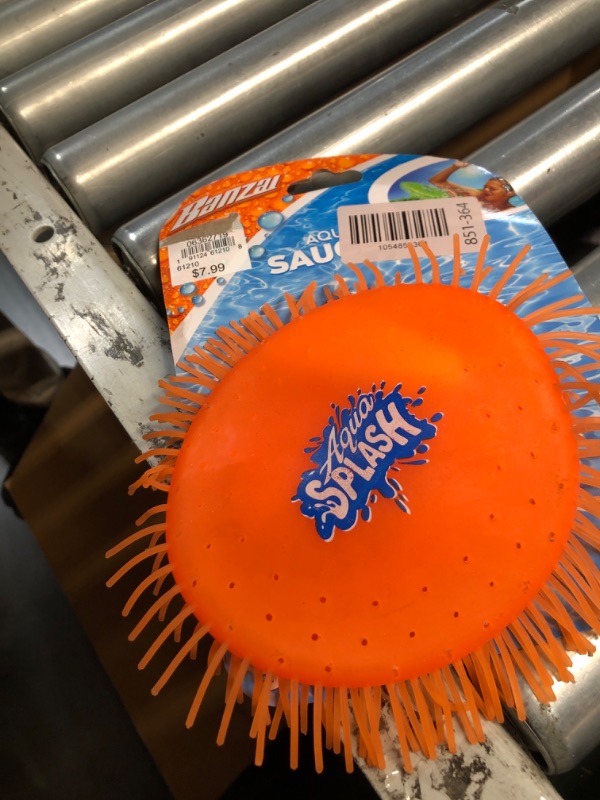 Photo 1 of *** COLOR IS ORANGE** Banzai Green Aqua Saucer Pool Toy 5" Disk (Soak It and Throw It) 