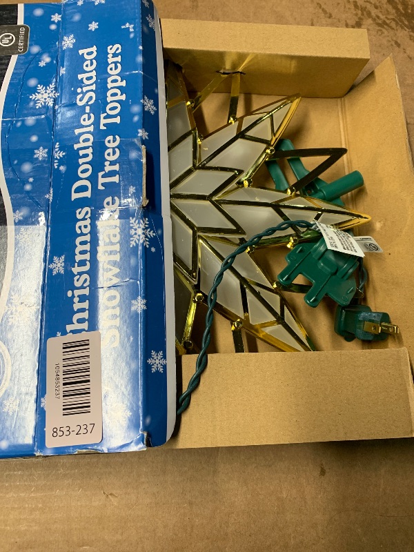 Photo 1 of Christmas Tree Topper, 11.8 Inch Gold Christmas Star Topper with 10 LEDs Lights, 3D Tree Star Xmas Decorations Indoor (Clamp/Pole Mount)