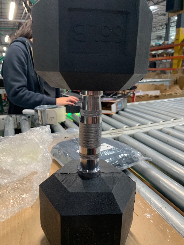 Photo 1 of (see images) CAP Barbell 35 LB Rubber Coated Hex Dumbbell Hand Weight - Pair | Chrome Handle