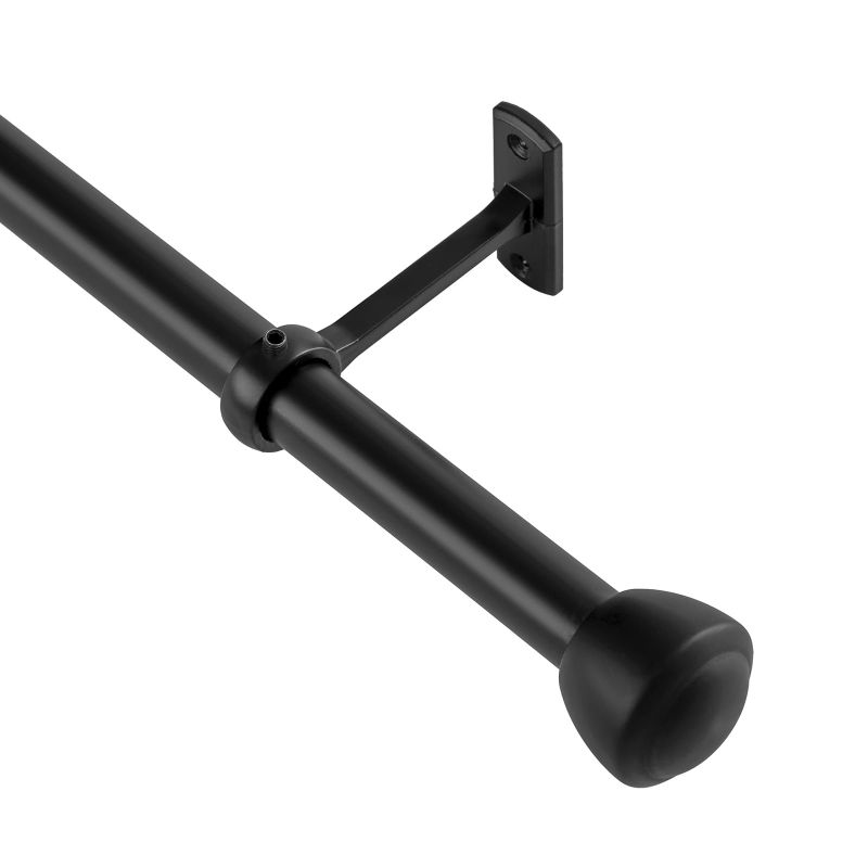 Photo 1 of ***FACTORY SEALED*** Rinnjiyy Telescoping Curtain Rods for Windows 51 to 144 Inch Adjustable, 1 Inch Diameter Heavy Duty Black Drapery Rod Set with Clean Modern Finials