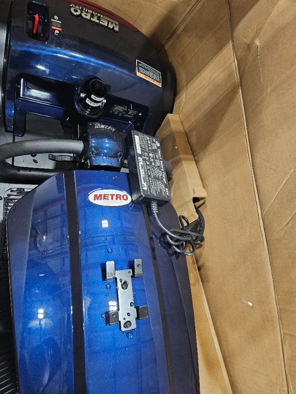 Photo 1 of **MISSING SEAT, PRICE ADJUSTED** Metro Mobility Powered Mobility Scooters, 4 Wheel Mobility Scooters for Adults, 300 lbs Capacity Folding Mobility Scooter Lightweight, 16 Miles Long Travel Range Scooter with USB Charger Port Blue